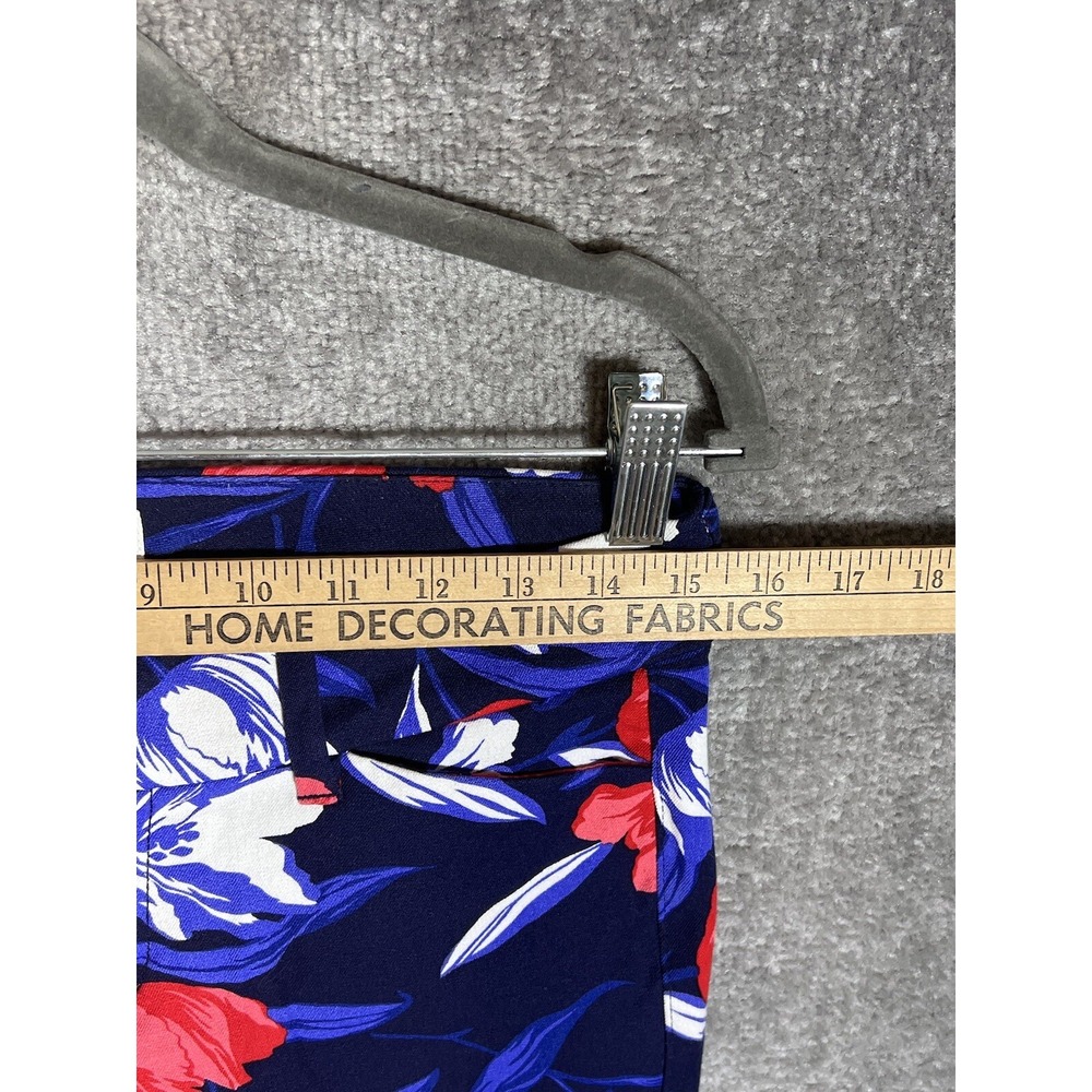 Old Navy Pixie Ankle Pants Womens Size 2 Blue Red Floral Stretch Pockets - Picture 6 of 9